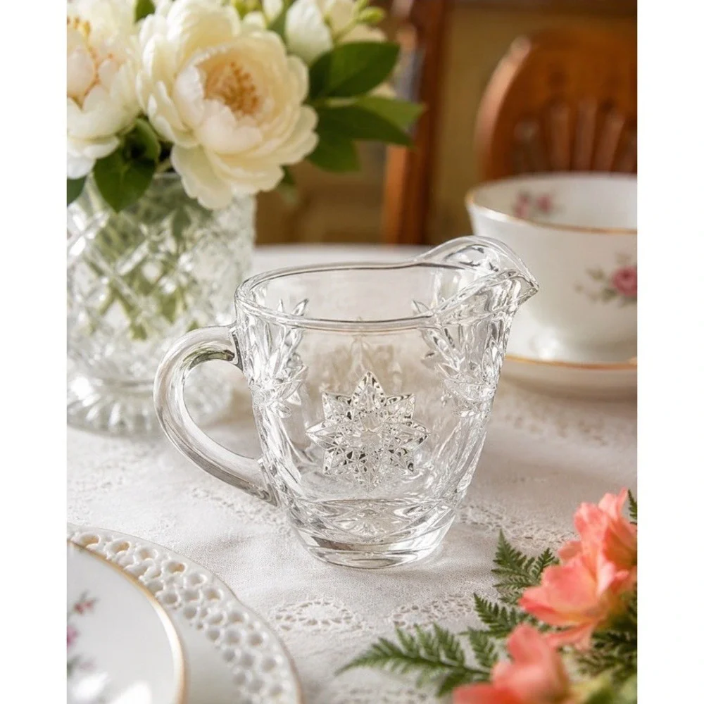 Vintage Anchor Hocking Glass Creamer Starburst Star of David 1950-60 Made in USA
